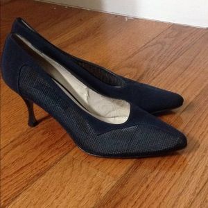 Anne Klein BlueNavy Leather made in Italy Shoes